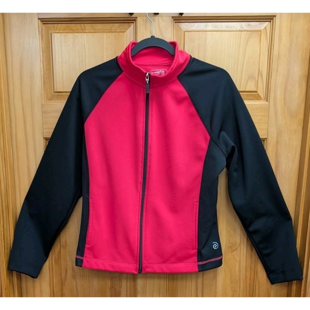 Be Inspired Women's Size PL Athletic Jacket Full Zip Stretch Pink & Black